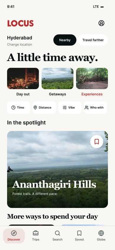 Locus app discovery screen